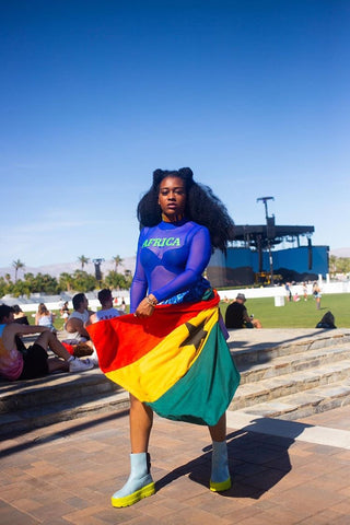 Blue & Neon Green “AFRICA” Bodysuit