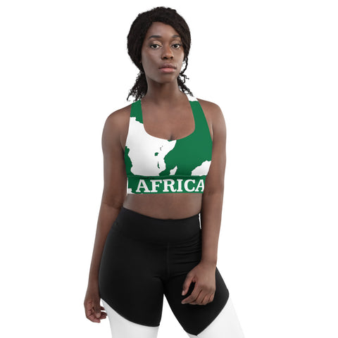 AFRICA By SooFire Longline Sports bra (Green/White) Style 2