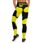 AFRICA Continent by SooFire Yoga Leggings (Yellow/Black) w/pockets Style 2