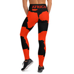 AFRICA Continent by SooFire Yoga Leggings (Red/Black) w/pockets Style 2
