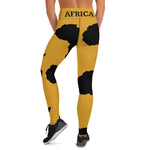 AFRICA Continent by SooFire Yoga Leggings (Palm Nut/Black) w/pockets Style 2