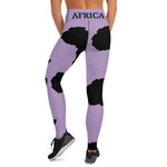AFRICA Continent by SooFire Yoga Leggings (Purple/Black) w/pockets Style 2