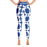 AFRICA Continent by SooFire Yoga Leggings (Blue/White) w/pocket