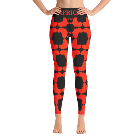 AFRICA by SooFire Yoga Leggings (Red/Black) w/pockets Style 3