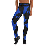 AFRICA Continet by SooFire Yoga Leggings (Blue/Black) w/pockets Style 2