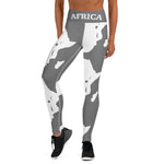 AFRICA Continent by SooFire Yoga Leggings (Grey/White) w/pockets Style 2
