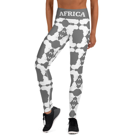 AFRICA Continent by SooFire Yoga Leggings (Grey/White) w/pockets