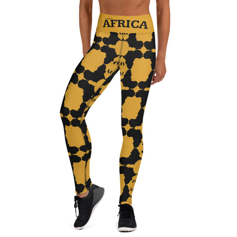 AFRICA Continent by SooFire Yoga Leggings (Palm Nut/Black) w/pockets
