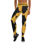 AFRICA Continent by SooFire Yoga Leggings (Palm Nut/Black) w/pockets Style 2