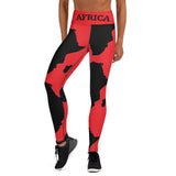 AFRICA Continent by SooFire Yoga Leggings (Red/Black) w/pockets Style 2