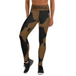 AFRICA Continent by SooFire Yoga Leggings (Brown/Black) w/pockets Style 2
