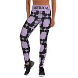 AFRICA Continent by SooFire Yoga Leggings (Purple/Black) w/pocket