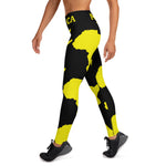AFRICA Continent by SooFire Yoga Leggings (Yellow/Black) w/pockets Style 2