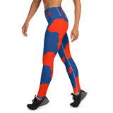 AFRICA Continent by SooFire Yoga Leggings (Red/Blue) w/pockets Style 2