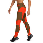 AFRICA Continent by SooFire Yoga Leggings (Red Orange/Brown) w/pockets Style 2