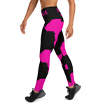 AFRICA Continent by SooFire Yoga Leggings (Fuschia/Black) w/pockets Style 2