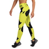 AFRICA Continent by SooFire Yoga Leggings (Neon/Black) w/pockets Style 2