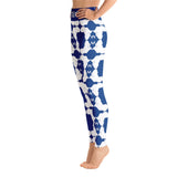 AFRICA Continent by SooFire Yoga Leggings (Blue/White) w/pocket