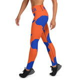 AFRICA Continent by SooFire Yoga Leggings (Blue/Orange) w/pockets Style 2