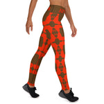 AFRICA Continent by SooFire Yoga Leggings (Red Orange/Brown) w/pockets