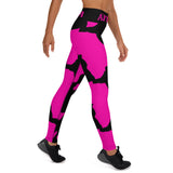 AFRICA Continent by SooFire Yoga Leggings (Fuschia/Black) w/pockets Style 2