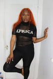 AFRICA Sheer Top Short Sleeved-White/Black