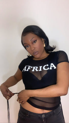 New AFRICA Full to Crop Top-Black & White
