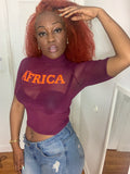 AFRICA Top-Burgandy/Neon Orange
