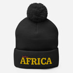 Pom Pom AFRICA Knit Cap | Black/Gold| Red