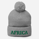 Pom Pom AFRICA Knit Cap | Green/White |Pick your Beanie Color|